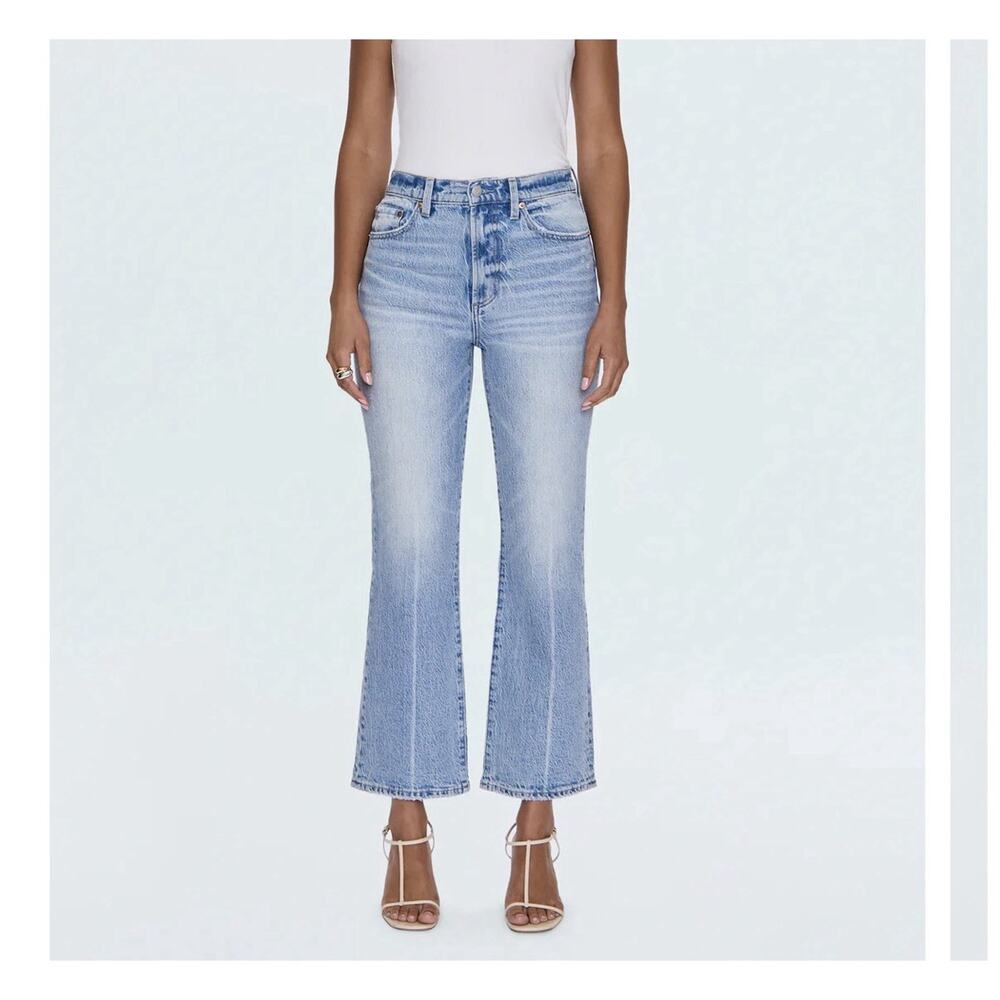 Pistola Women’s Light Wash High Rise Crop Flare Jeans Size 24 Boho Preppy